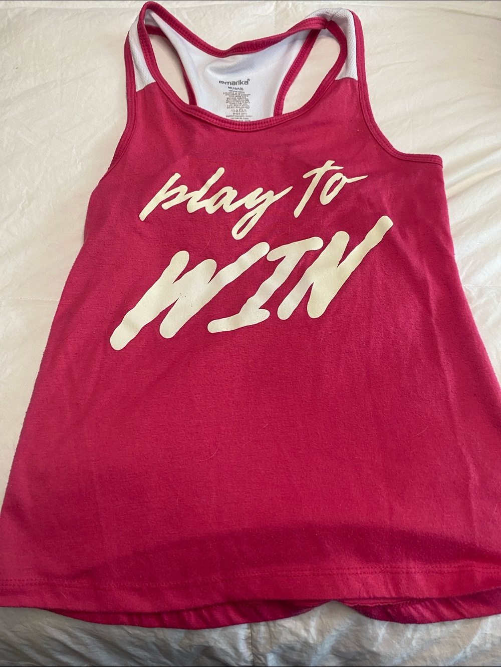 Marika Hot Pink Racerback Tank with White 'Play to WIN' Graphic